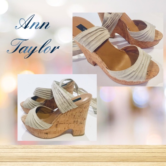 Ann Taylor Marley Cork Wedge Lace Up Gladiator - Picture 2 of 8